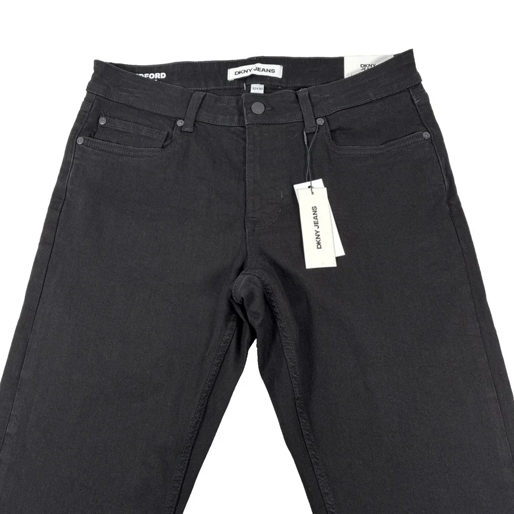 New Mens DKNY Jeans Bedford Slim Black Denim Size 32x30 NWT $79